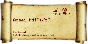 Acsai Máté névjegykártya